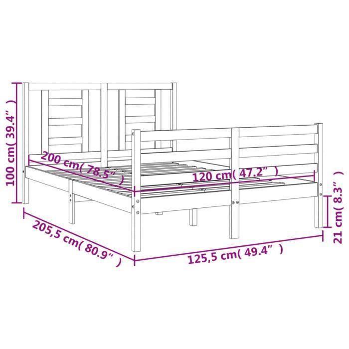 VidaXL Bed Frame with Headboard White 120x200 Cm Solid Wood 3194697