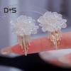 1 пара женских сережек с кисточками в форме цветка, со стразами, винтажный стиль, роскошные выпускные серьги-гвоздики, свадебные украшения для невесты
