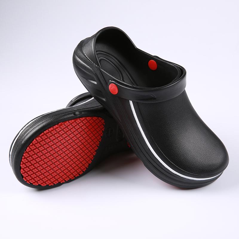 Black EVA Non-slip Waterproof Oil-proof Kitchen Chef Cook Shoes Hotel Slippers Work Sandals Shoes