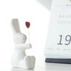 3pcs Ceramic Couple Rabbit Figurine Handicraft Bunny Statue White Rabbit Ornament  Bedroom