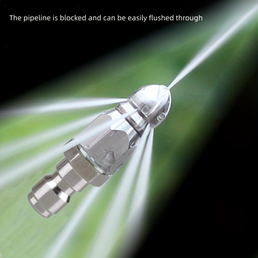 Насадка для прочистки канализации высокого давления из нержавеющей стали, 1 шт., быстроразъемная вращающаяся распылительная головка для удаления засоров на 1/4 дюйма