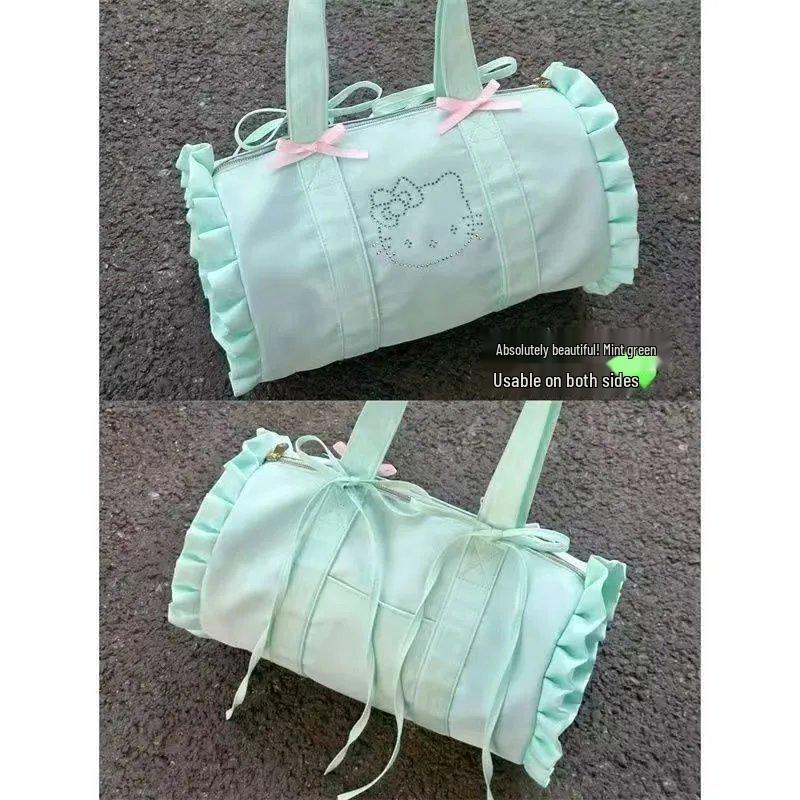 Летняя повседневная сумка-тоут мятно-зеленого цвета с бантом - Легкая и универсальная, большой вместимости