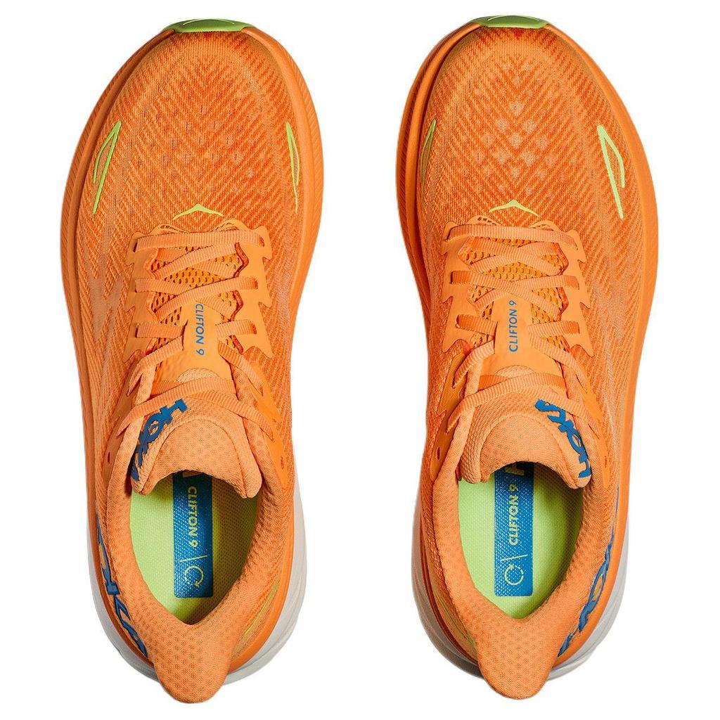 HOKA Clifton 9 2E Wide Solar Flare Lettuce Men Sneakers Orange 1132210-SLRL