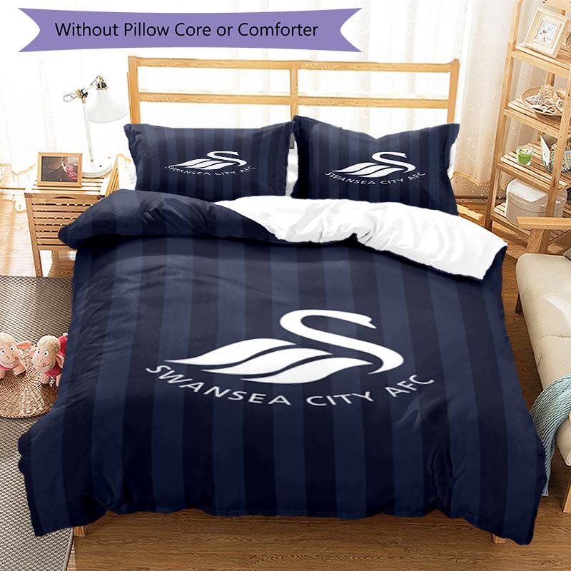 swansea city a.f.c Printed Pattern Duvet Cover Set – includes 1 duvet cover and 2 matching pillowcases Bedroom decor Christmas gifts