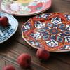 Расписанная вручную керамическая посуда для дома, японская, американская плоская тарелка, деревенский этнический стиль, для стейков, западная, круглый поднос