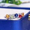 Sace Gems 925 Sterling Silver 2*2.5MM Natual Colourful Sapphire Rings for Women Engagement Cocktail Party Fine Jewelr