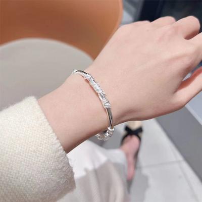 Женский браслет с регулируемым отверстием, цветочный тисненый полированный сплав, этнический стиль, наручные украшения на каждый день, для особых случаев