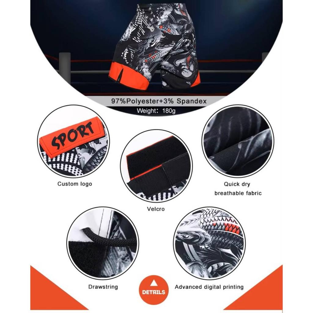 MMA Muay Thai Kickboxing Boxing Shorts Mixed Martial Art UFC Boxer Unisex Men Women Pants Fighting Fitness Gym Training Sport Workout