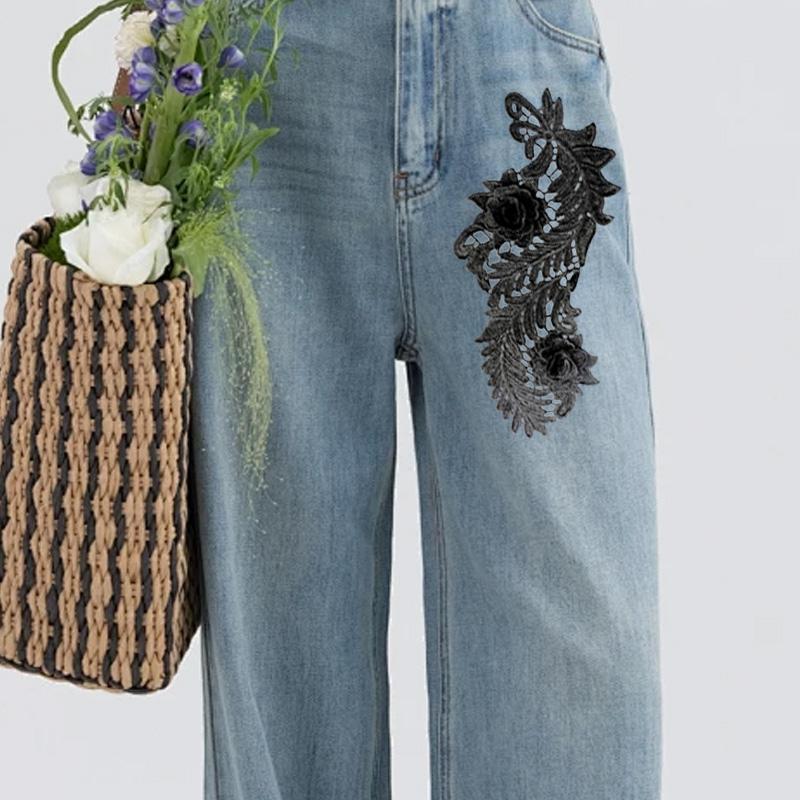 1 пара аппликаций из ткани с цветами для модной одежды, платья, декора, 3D, полые, водорастворимые, для DIY-поделок, кружевная вышивка