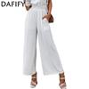 DAFIFY Women's Fashion Summer Spring Casual Solid Color Print High Waist Trousers Pants & Capris