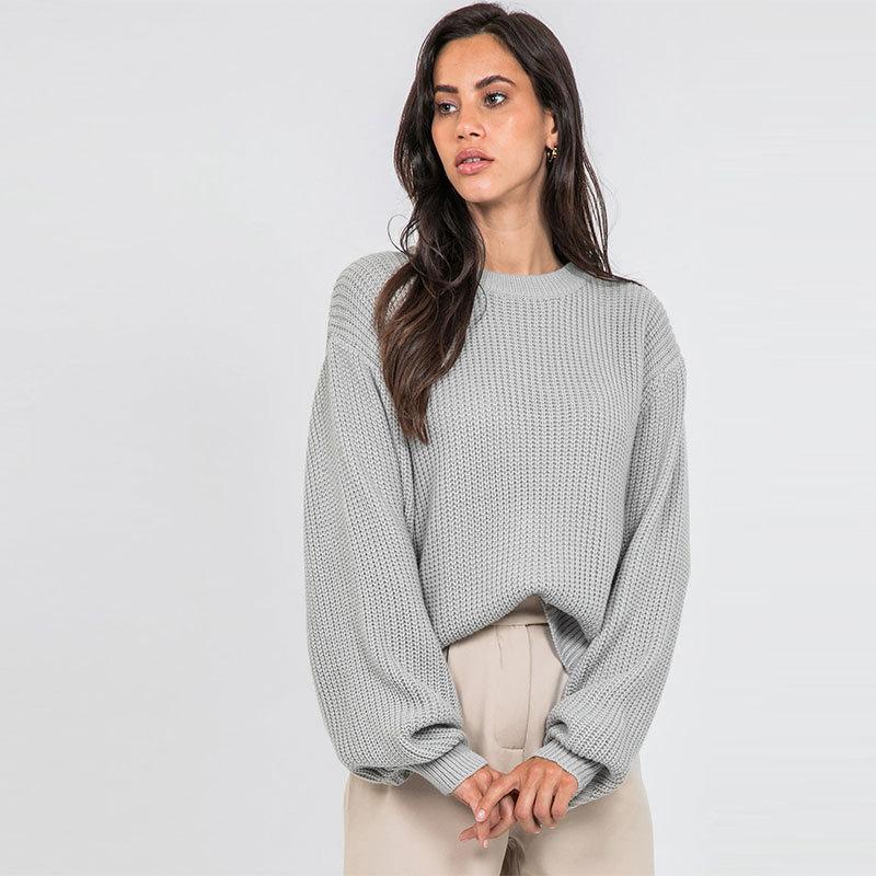 European and American loose knitted sweater top autumn and winter crew neck pullover, women's clothing