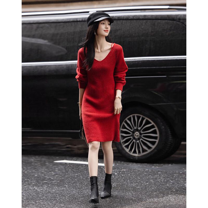Demana Cloud Soft Elegant V-Neck Knit Dress