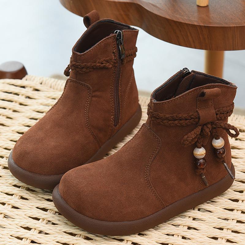 Кожаные ботинки на флисовой подкладке для девочек - Теплые, модные ботинки Martin Зима 2025