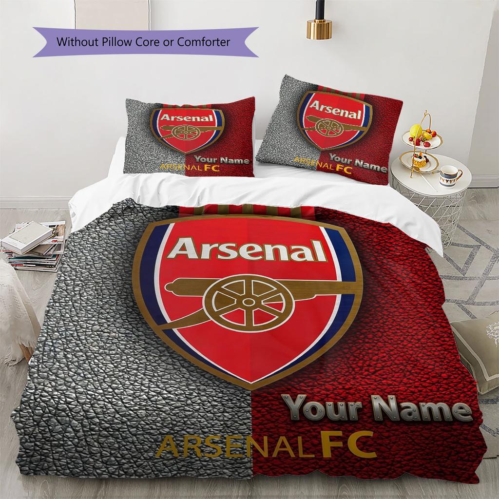 Arsenal F Custom Name Pattern Bedding,Quilt Set Quilt Cover Pillowcase Home Birthday Gift(1 * duvet cover + 2 * pillowcase, without core)
