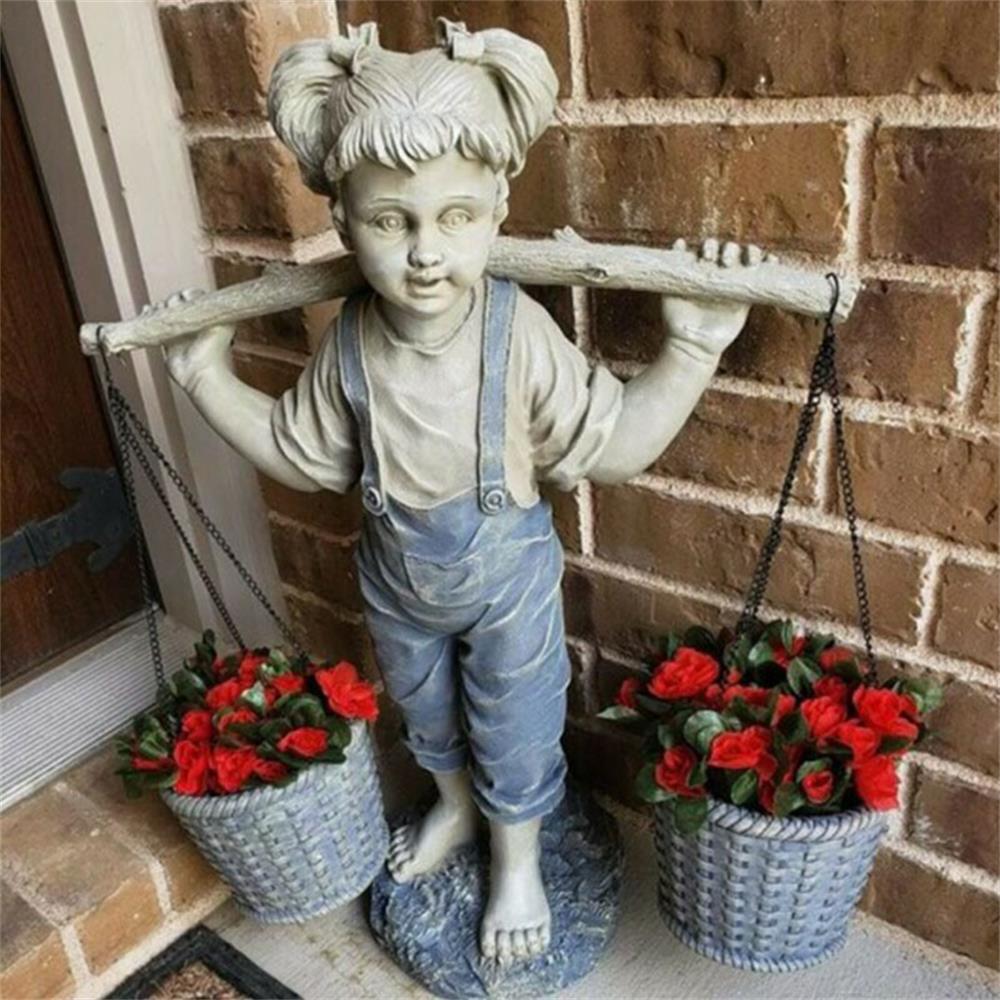 Decoration Outdoor Statues Two Tone Stone Garden Statues Little Girl Garden Statue Garden Decor
