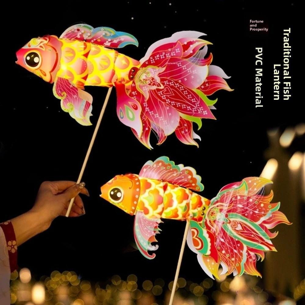 Handmade Diy Mid-Autumn Festival Lantern Blessings Luminous Fish Lantern Good Luck Chinese Traditional