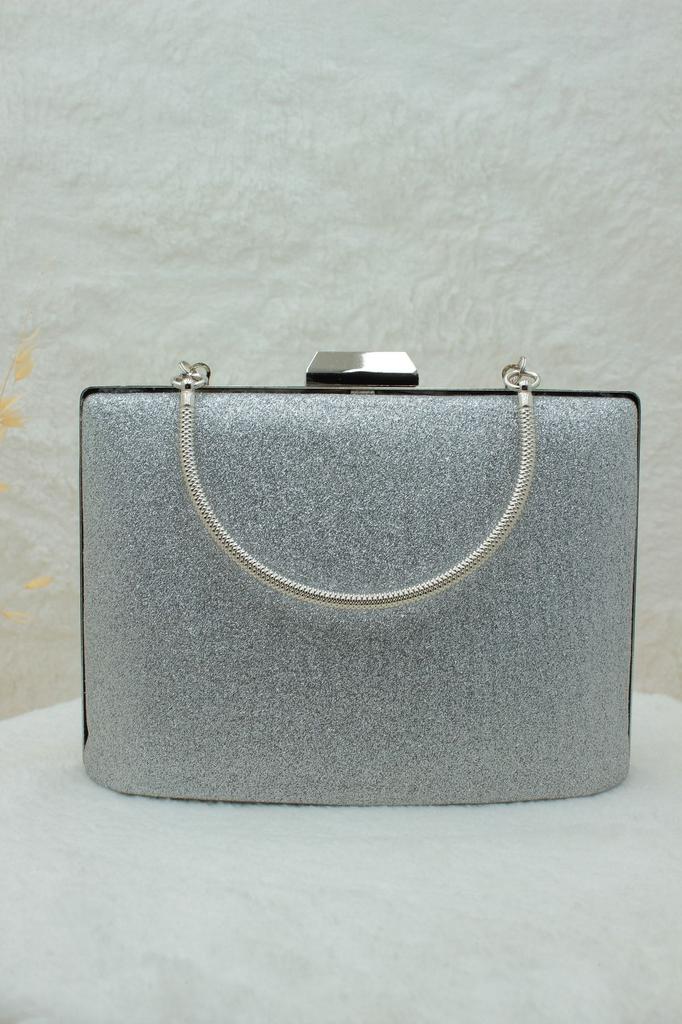 Women's Stylish and Useful Evening Dress Bag Evening Dress Bag Clutch Portfolio Strap Shoulder and Hand Bag Fabric Silver 2023