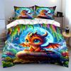 "Cozy Fantasy Dragon Trio Set" Exquisite Three-Piece Bedding Set Gift For Kids And Adults