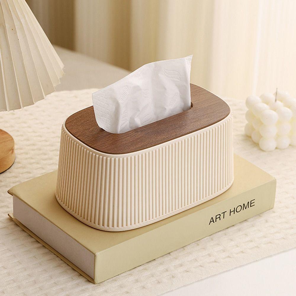 Wooden/Plastic Cover Tissue Box with Lid Large Opening Facial Tissue Holder Toilet