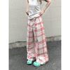 Kumikumi Retro Design Plaid Two-Button Casual Pants Women's Autumn Easiest for Match High Waist Loose Loose Pants