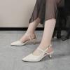 Summer Pointed Toe White Pumps Heeled High Heels Footwear Buckles Ladies Shoes Beige Sandals for Women Comfort