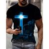 New Summer Men's Fashion T-shirt Personality Cross Printed Men's T-shirt Top