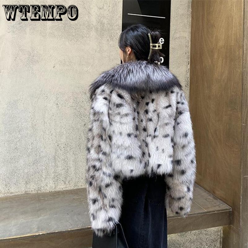 Осенне-зимняя шуба из искусственного меха лисы, женская короткая, цвета серебристой лисы, с воротником из шерсти