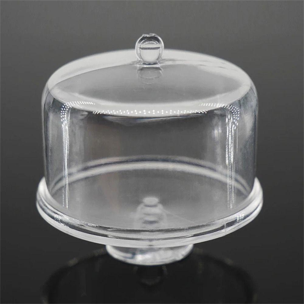 Dessert Pan Cake Display Plate with Lid Cover Miniature Cake Stand Doll Cake stand Kitchen Toys