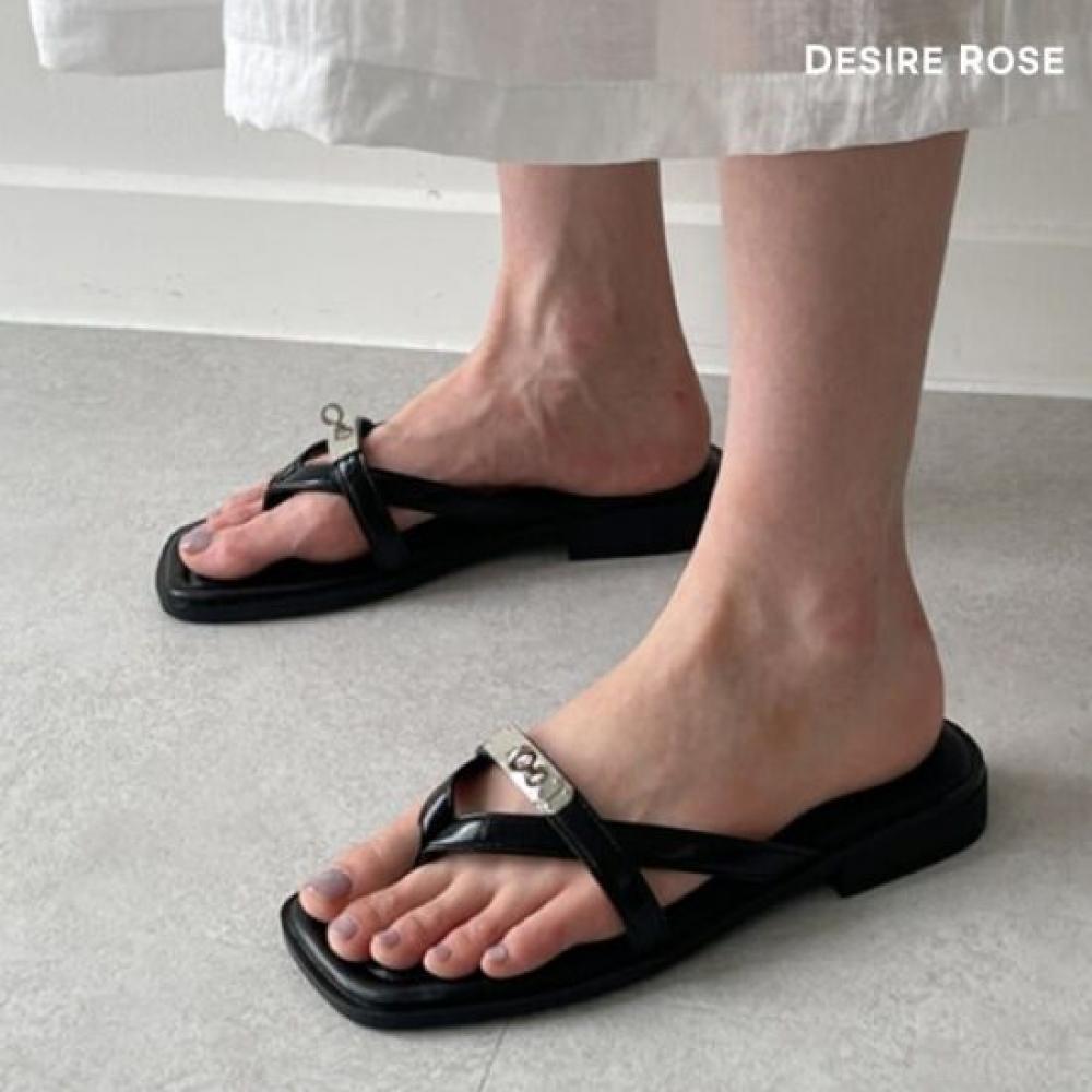 Desire Rose Women Square Toe Leather Strap Sandal