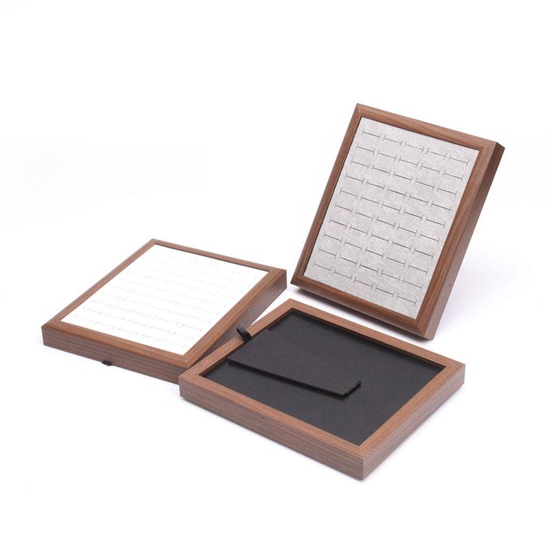 Frame-shaped Solid Wood Jewelry Holder, Spacious Tray for 50 Finger Rings, Earrings and Ornament Display Rack