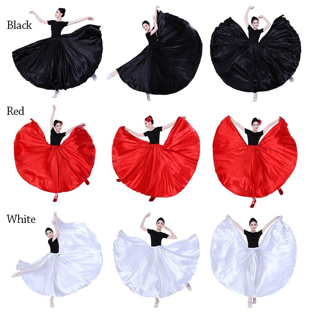 Fashion Smooth Gypsy Women Skirt Carnival Polyester Belly Dance Dress Ballroom Dance Big Swing Paso Doble Dance Dress Women