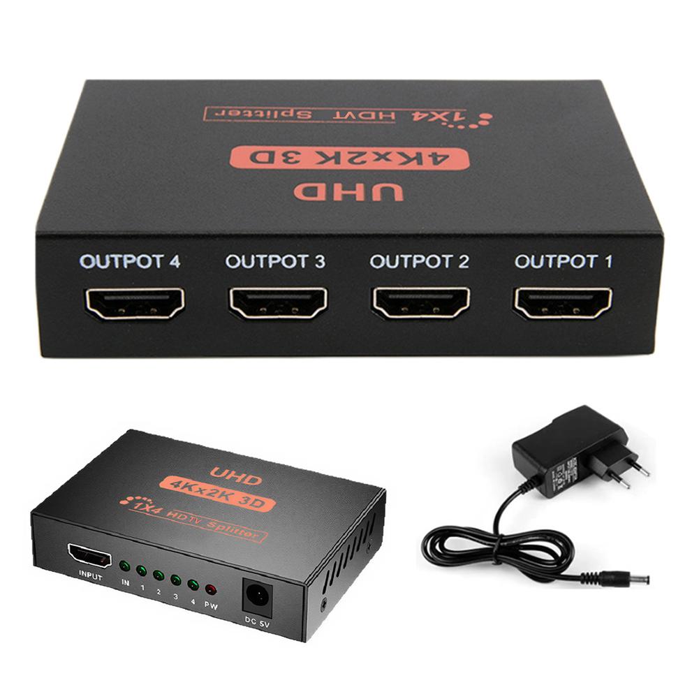 4K 30 Гц HDMI-совместимый Разветвитель Усилитель Адаптер 1 в 4 Выхода 1080P Двойной Дисплей Конвертер 3D для HDTV DVD PS3 Xbox