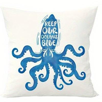Home Decor Ocean-Inspired Whale & Octopus Throw Pillows Pattern Cushion Cover Suitable For Sofa Bedroom Car Pillow Cover