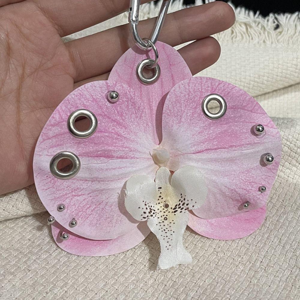 Keyring Phalaenopsis Orchid Keychain Keychains Bag Pendant Imitation Flower Pendant Bag Ornaments