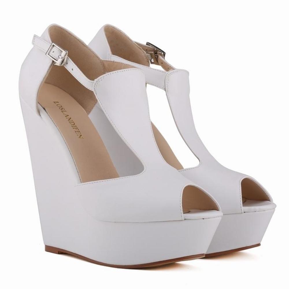 Women Sexy Sandals T-Strap Open Toe Shoes Matte Elegant Wedge Platform Pumps High Heels Shoe