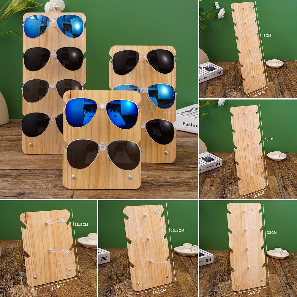 Holder Sunglass Display Rack Glasses Frame Tray Eyeglasses Organizer Shelf Solid Wood Stand