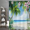 Ocean Beach Coconut Tree Shower Curtain, Bathroom Decorative Shower Curtain, Waterproof Shower Curtain with Hooks