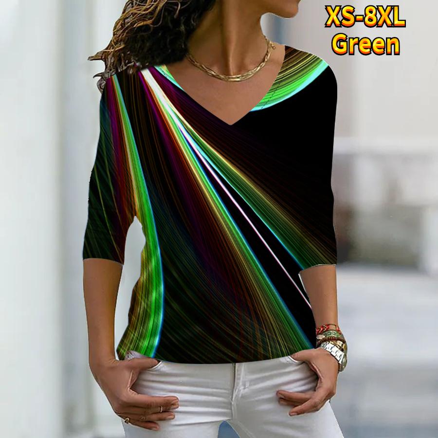 Женские осенние футболки с длинными рукавами и цветочным принтом «Свет, как тень», свободные футболки с v-образным вырезом, большие размеры, топы, удобная блузка