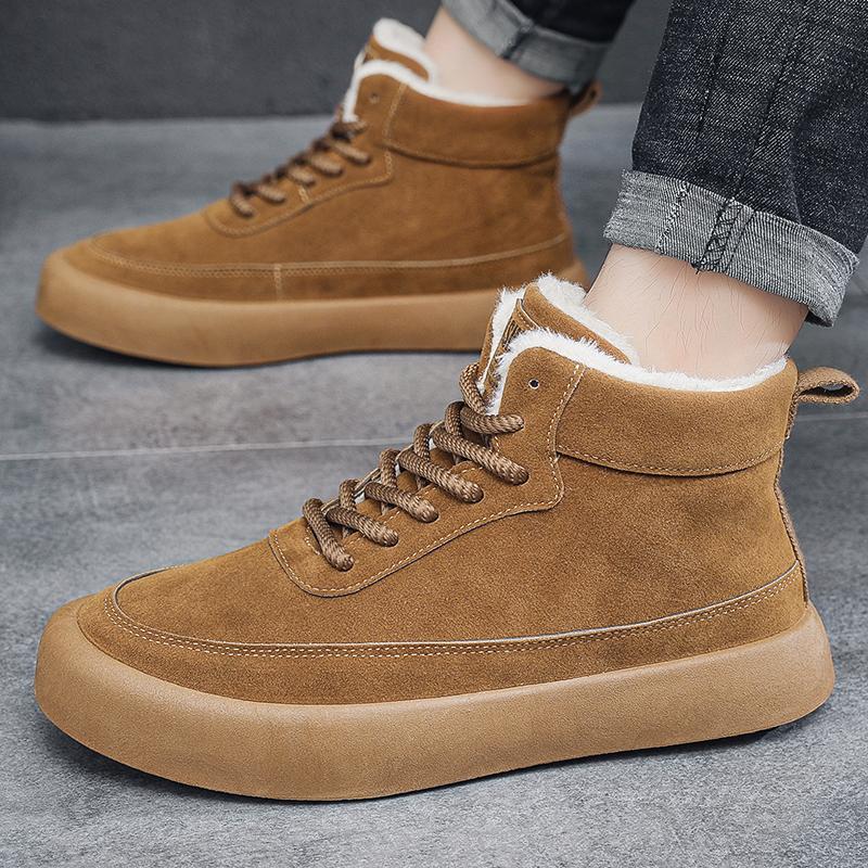 Winter Men's Plus Velvet Warm Fashion Trend High Top Cotton Shoes Snow Boots Casual Cotton Shoes 39-46