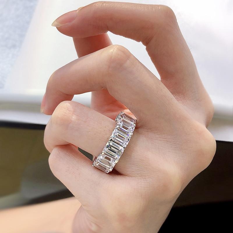 Настоящее серебро 925 пробы 5x7 мм изумрудной огранки с муассанитом и бриллиантами, обручальные кольца, новое роскошное предложение, обручальное кольцо