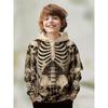 Boys' Fashion 3D Skeleton Print Casual Polyester Pullover Pocket Medium Stretch Knit Fabric Hooded Sweatshirt Outdoor Weekend