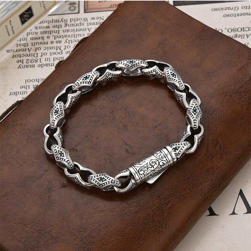 Винтажный хип-хоп браслет с узором сорняков для мужчин, модный панк-циркон, ювелирный аксессуар