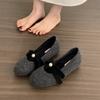 Внутреннее усиление французских нежных вечерних туфель серые одинарные туфли женские туфли 2024 осень и зима плюшевые туфли Мэри Джейн пушистые