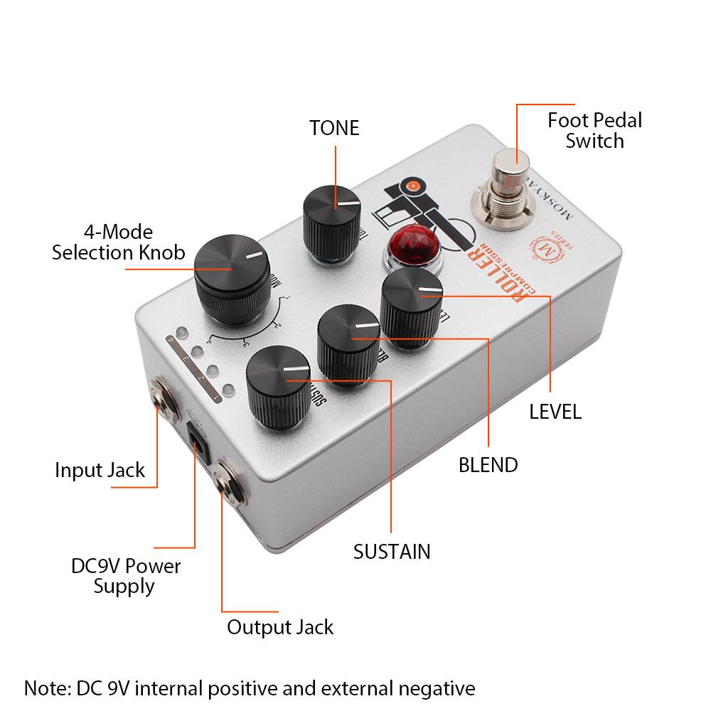 MOSKYAUDIO педаль гитарного компрессора педаль эффектов для электрогитары Sustain/Blend/Level/Tone Control