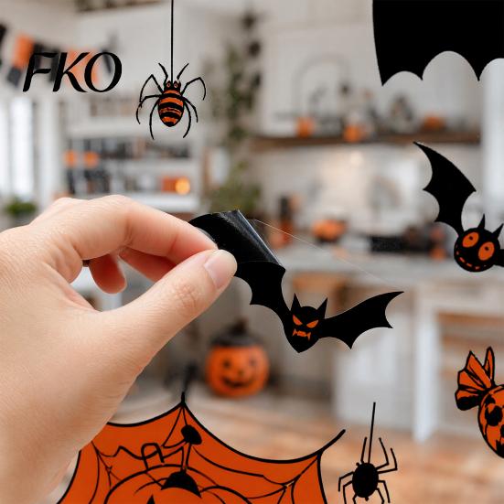 Dead Tree Window Decorations 9 Sheets Halloween Clings, Happy Pumpkins Witch Ghost Bats Castle Reusable Clings Stickers, PVC Waterproof Decals