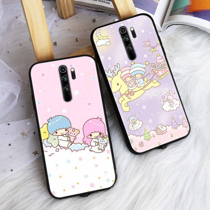 Черный чехол для Xiaomi Poco X6 X4 M5 M6 F5 F6 C65 C55 C50 C51 C40 Pro Redmi 14C A3X 13C 12C 11T 10A 9C Note 7 6 8A Plus L-1 Lovely Little Twin Star