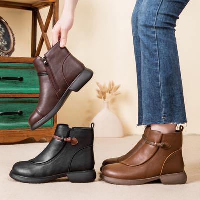 Женские зимние ботинки на платформе, низкие, массивные, нескользящие, с подкладкой из искусственного меха, удобные, теплые, короткие ботинки для ходьбы для женщин