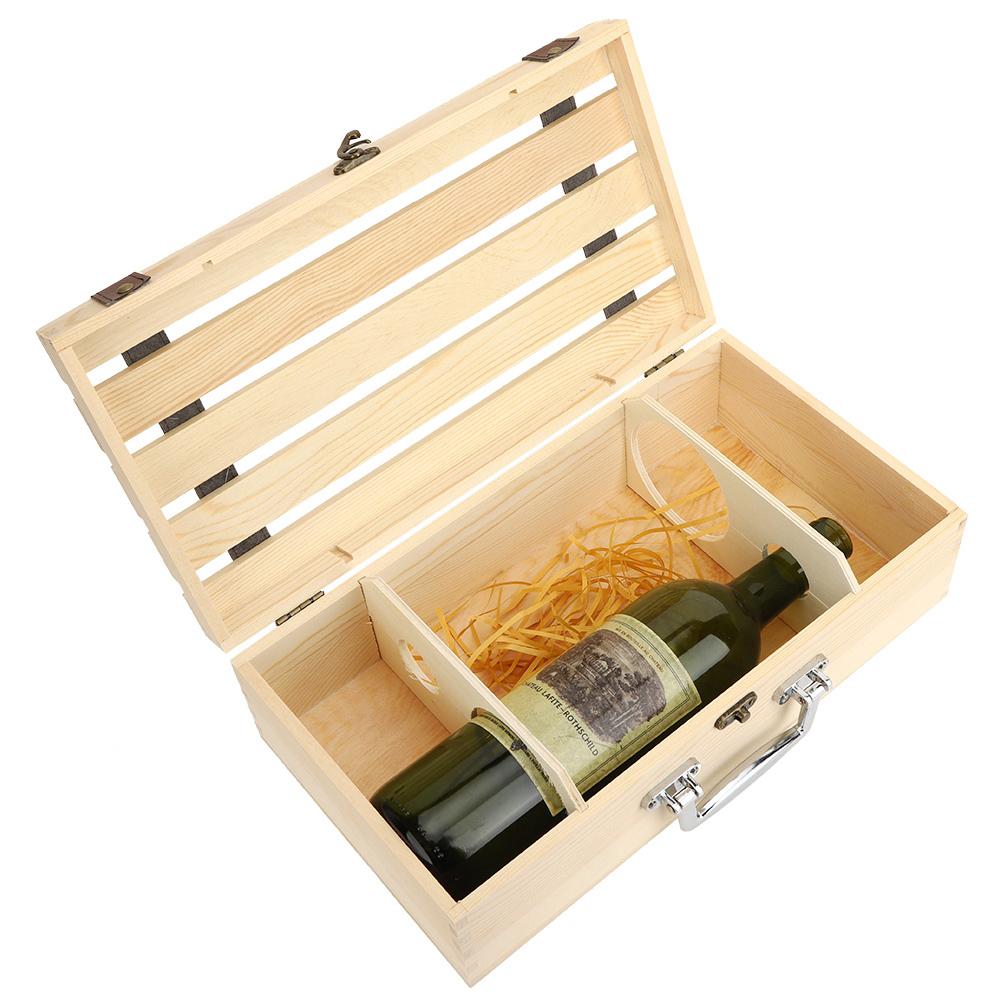 Wood Red Wine Box Hollow Out Straight Bar Wine Gift Box Container for 2 Bottles of Wine