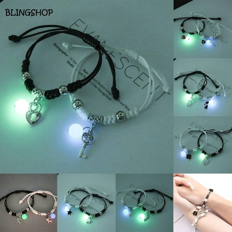 2Pcs Luminous Bracelet For Couple Fashion Best Friends Adjustable Bracelets Lover Friendship Braided Bracelet