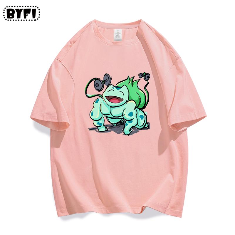 Fitness Pok É Mon Creative Pok É Mon Short Sleeved Mens and Womens Tshirts Childrens Parent Child Clothing